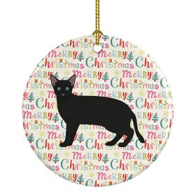 Russian White Black #1 Cat Christmas Ceramic Ornament Christmas Tree Hanging Decorations for Home Christmas Holiday, Party, Gift, 3 in, Multicolo