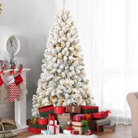 5FT Pre-lit Flocked Christmas Tree With 498 Memory Wire Tips  Effortlessly Fluffed, Perfectly Shaped, And Lit With 200 Warm Incandescent Lights B (Option: GreenWhite)