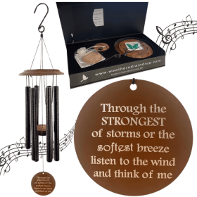 34 Inch Memorial Wind Chime Through The Strongest Of Storms Black Large Outdoor Gift For Garden Christmas Gift Sympathy (Option: 34inchBronzeThru)