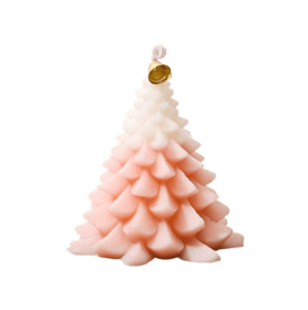Christmas Tree Scented Candle, Christmas Tree Shaped Candles, Festive Ornaments, Holiday Decor Candles For Kitchen, Living Room, Bedroom, Bathroo (Color: Pink)