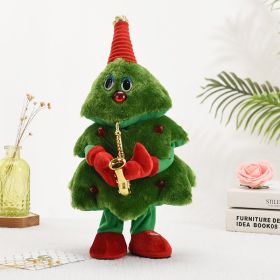 Singing Dancing Christmas Tree, Electric Wiggle Stuffed Christmas Tree Plush To Y With 8 Music Song, Lights, Animated Christmas Tree Table Cute D (Option: Saxophone)