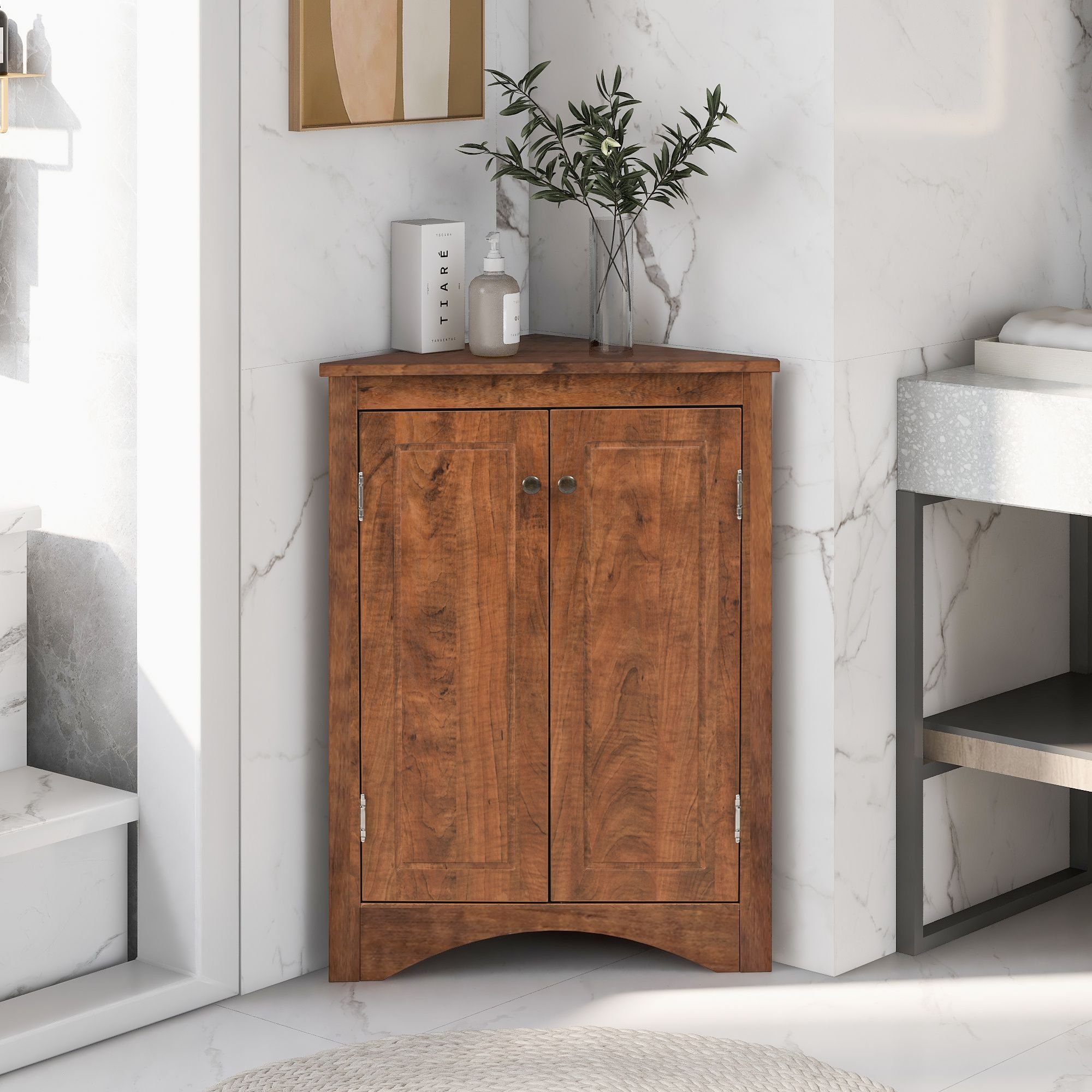 Triangle Bathroom Storage Cabinet with Adjustable Shelves, Freestanding Floor Cabinet for Home Kitchen Triangle Bathroom Storage Cabinet with Adjustable Shelves, Freestanding Floor Cabinet for Home Kitchen