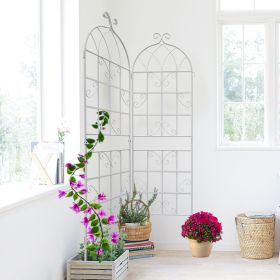 2 Pack Metal Garden Trellis 71" x 19.7" Rustproof Trellis for Climbing Plants Outdoor Flower Support Cream White (Color: as Pic)